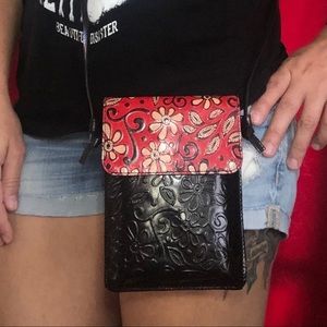 Genuine leather artisan painted handbag